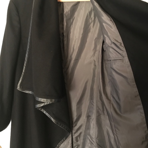 Custom Designed & Tailored Wool / Leather Coat, Size M - Picture 9 of 13